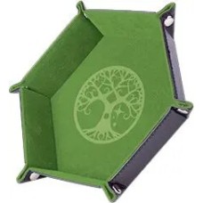 PISTE DE DES - YGGDRASIL ARBRE VERT - 19 X 19 CM - CUIR ET VELOURS