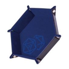 PISTE DE DES - D20 BLEU FONCE - 19 X 19 CM - CUIR ET VELOURS