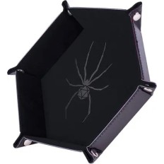 PISTE DE DES - ARAIGNEE NOIRE - 19 X 19 CM - CUIR ET VELOURS