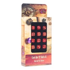 Lot de 12 dés D6- 12mm- Rouge