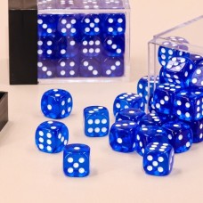 Lot de 36 dés 6 faces - Bleu Transparent