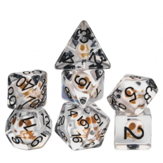 Lot de 7 dés résine gamme Insert - en boite - Crâne
