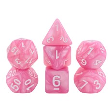 Lot de 7 Dés multiformat en boîte  Rose nacré