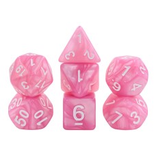 Lot de 7 Dés multiformat en boîte  Rose nacré