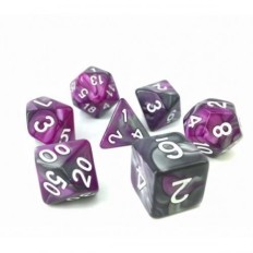 Lot de 7 dés en boîte  Fusion Violet et argent