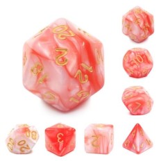 Lot de 7 dés en boîte  Fusion Rose et Rouge