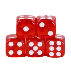 Lot de 5 Dés 6 faces - Rouge Transparent