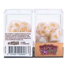 Lot de 7 Dés multiformat en boîte  Blanc nacré et or