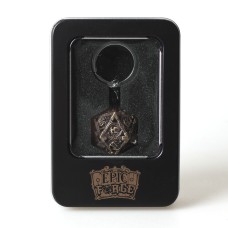 Porte clé D20 Vieil Or - lot de 7 mini dés métal (5mm)