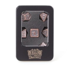 Lot 7 dés métal 16mm (boite métal) - devil eye bronze
