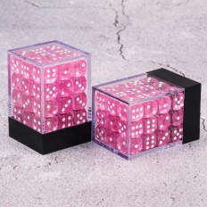 Lot de 36 dés 6 faces - Rose Transparent