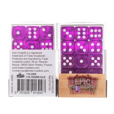 Lot de 36 dés 6 faces - Violet transparent