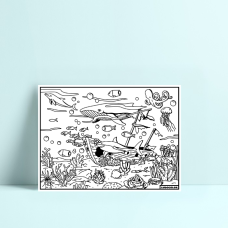 Coloriage - Le monde Marin - Tableau à colorier - Avec contours velours noir