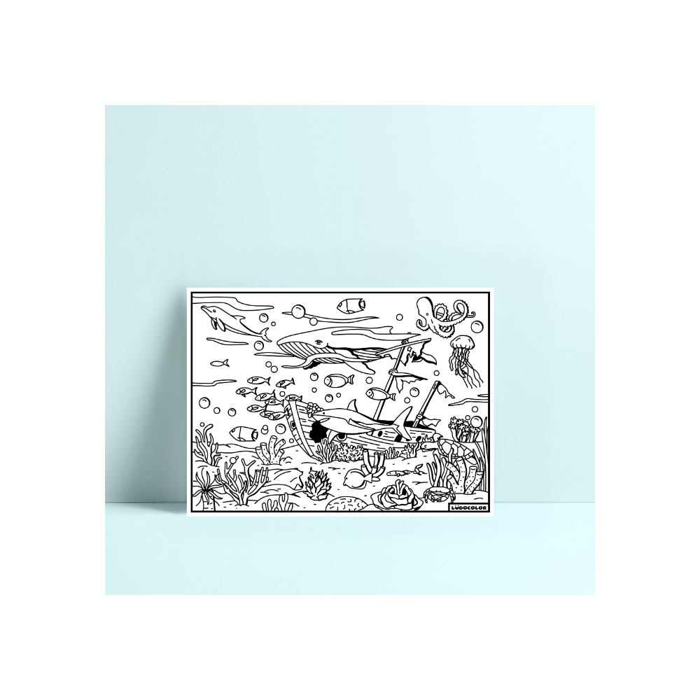 Coloriage - Le monde Marin - Tableau à colorier - Avec contours velours noir