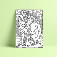 Coloriage - Le LOUP - Tableau à colorier - Avec contours velours noir