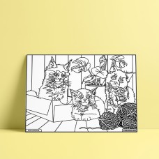 Coloriage - Les chatons - Tableau à colorier - Avec contours velours noir