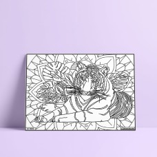 Coloriage - Le Tigre - Tableau à colorier - Avec contours velours noir