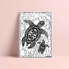 Coloriage - La Tortue - Tableau à colorier - Avec contours velours noir